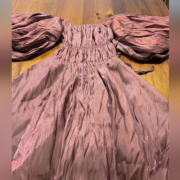 Altar'd State Amabella Puff Sleeve‎ Mini Dress Pink Shimmer Size XS - Picture 4 of 5